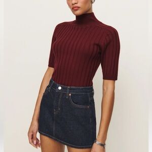 Reformation Margoax Regenerative Merino Mock Neck Sweater Red - Size S